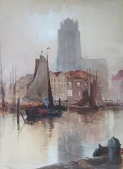 Richard Harry Carter, The Groot Kerk, Dordrecht, 1903, watercolour
