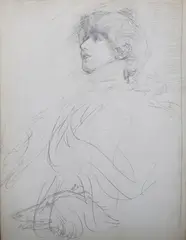 Edmund Joseph Sullivan, Study of Sarah Bernhardt, pencil
