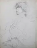 Edmund Joseph Sullivan, Study of Sarah Bernhardt, pencil