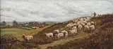 E.A. Andrew, Shepherd and Flock on the Sussex Downs, 1907, oil on canvas