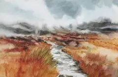 Dartmoor Landscape by Phyllis del Vecchio, watercolour, sold May 2024