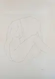 Allan Chidgery, Female Nude Study, pen with ink