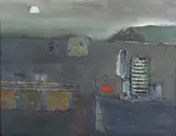 Anne Batty, The mist is gathering, oil with collage on board