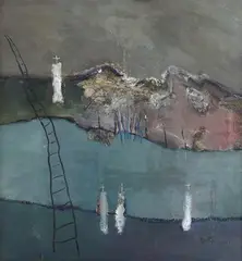 Anne Batty, Mercy and love have met, 1994, oil on board