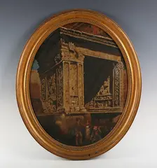 K. Clarendon, Arch of Septimus Severus, Rome, 1873, oval oil on canvas