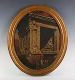 K. Clarendon, Arch of Septimus Severus, Rome, 1873, oval oil on canvas