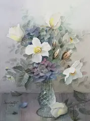 Jack Carter, Still Life with Flowers in a Vase, 1990, watercolour