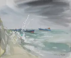 Trevor Willoughby, Shipping off Brighton, watercolour