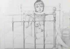 Tom Greenshields, Jacki I’ (Female Nude Study), pencil