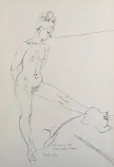 Trevor Willougby, Nude Female Ballet Dancer, 1967, pencil