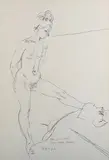 Trevor Willougby, Nude Female Ballet Dancer, 1967, pencil