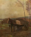Margaret Neame, Horse with Cart in a Landscape, 1917, oil on canvas