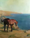 Margaret Neame, Bay Horse on a Coastal Clifftop, 1919, oil on canvas