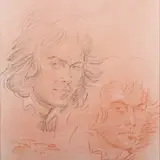 Roy Petley, Drawing of Self, 1985, charcoal with sanguine