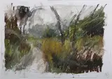 Andy Waite, Landscape with Country Lane, 21st century acrylic with pastel