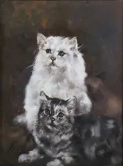Lucia Sarto, Gatti’ (Cats), oil on canvas