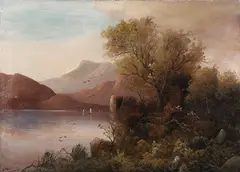 C. Walters, Highland Loch with Sailing Vessels, oil on canvas