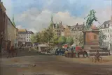 Martin Sofus Arildskov, Højbro Plads with the Equestrian Statue of Absalon, Copenhagen, Denmark, 1937, oil on canvas
