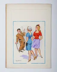 Donald McGill, But he’s very kind to his mother…, watercolour with gouache