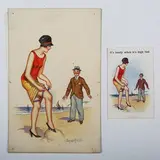 Donald McGill, It’s lovely when it’s high tied, watercolour with gouache on card
