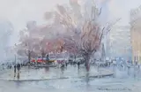 Roy Hammond, Sloane Square in the Rain, London, watercolour