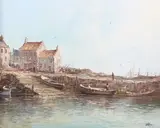 Alfred Allan, Pittenweem Harbour, Scotland, oil on canvas