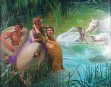 André Durand, Birth of Castor & Pollux, 1988, oil on canvas