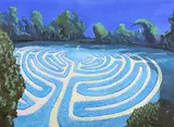 Andrew Norris, Moonlit view of a Maze, watercolour with gouache