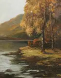 Alexander William Wellwood Rattray, River Landscape, oil on canvas