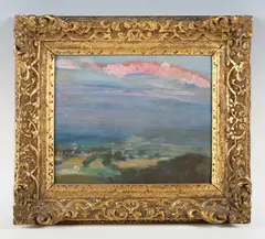 Vernon Wethered, Landscape at Sunset, oil on board