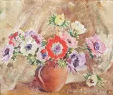 Albert Perry, Still Life of Flowers in a Jug, oil on canvas-board