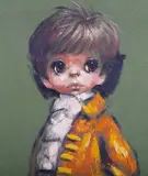 Barry Leighton-Jones, Big-Eyed Child in Historical Costume, oil on board