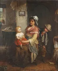 James Cole, Mother and Children in an Interior Setting, 1875, oil on canvas