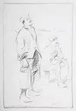 Louis Raemaekers, Le v'la' (Two Soldiers looking towards the Sky), charcoal