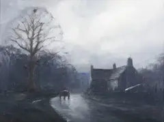 John Foulger, A Rainy Day in Sussex, near Goodwood, 1978, oil on board