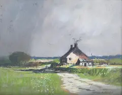 Norman Battershill, Approaching Rain, pastel with coloured chalks
