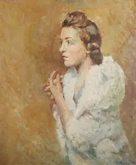 Reginald Jerrold-Nathan, Portrait of a Lady, identified as Margaret Helen Watson née Urquhart, oil on board