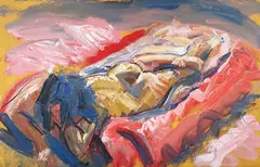 Fred Blomfield, Reclining Female Nude, 21st century oil on board