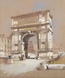 Francois Boudin, Arch of Titus, Rome, watercolour with gouache