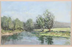 Brian Lindley, River Hodder, Lancashire, 1987, pastel