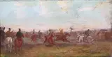 J. Remy, Horse Racing Scene, oil on panel