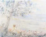 Walter Beauvais, Coastal Landscape with Tree and Figure, oil on canvas
