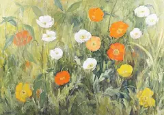 G. Owen, Wild Poppies, oil on canvas laid onto board