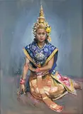 Margaret Palmer, Yardfoen Sum Almas' (Full Length Portrait of a Young Lady wearing traditional Thai costume), oil on canvas