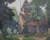 Frank Sherwin, Church in a Landscape, oil on board