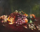 Catherine Mary Wood, Still Life with Grapes and Nuts, oil on canvas