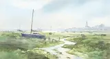Ashton Cannell, Evening Light, Bosham, watercolour