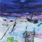 Valerie Thoresby, Harbour Dieppe, mixed media on canvas