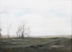 Henry George Moon, Landscape with Trees, oil on canvas laid onto board