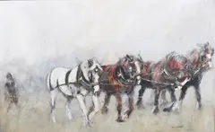 Rosemarie de Goede, Misty Morning, oil on canvas-board